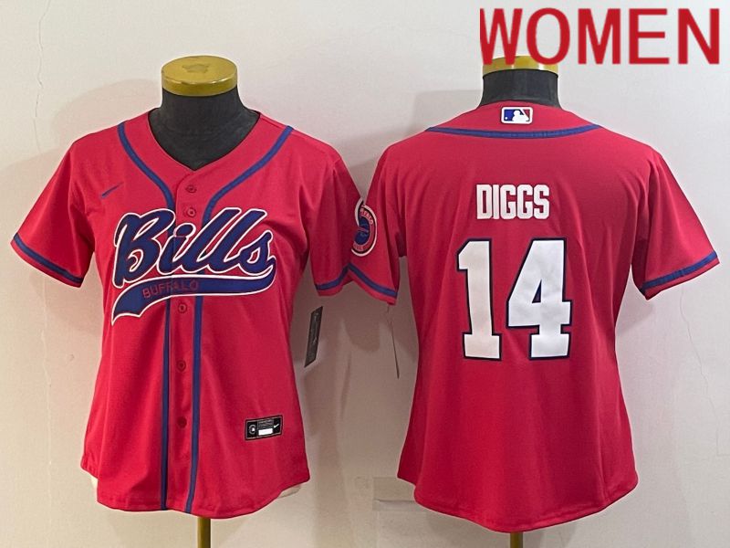 Women Buffalo Bills #14 Diggs Red 2022 Nike Co branded NFL Jersey->women nfl jersey->Women Jersey